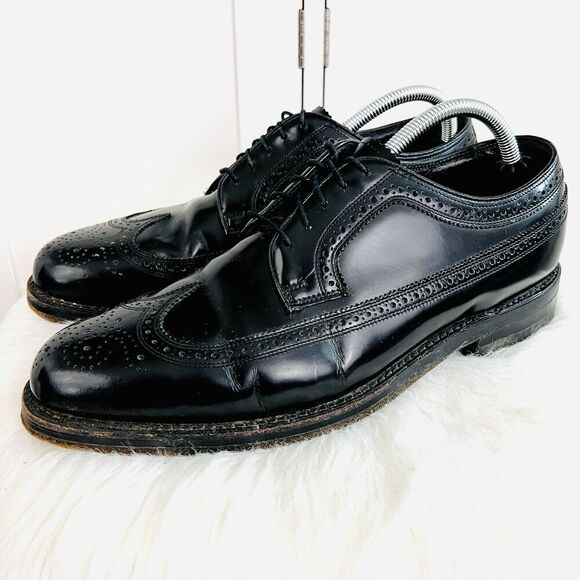 Florsheim Imperial Kenmoor Black Leather Longwing Tip Oxford Dress Shoes Size 10